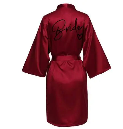 Team Bride Satin Robe – Wedding Party Kimono Bathrobe for Bridesmaids & Bride