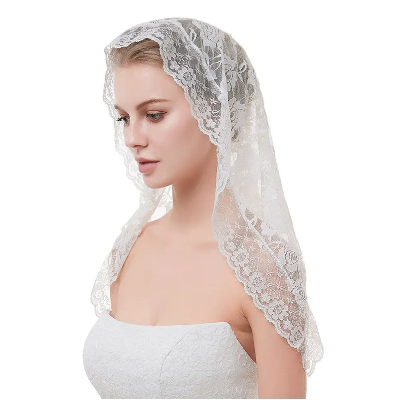 Black Lace Short Bridal Veil