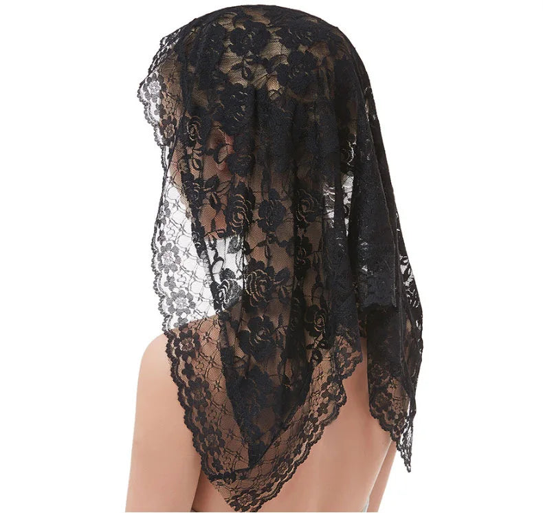 Black Lace Short Bridal Veil