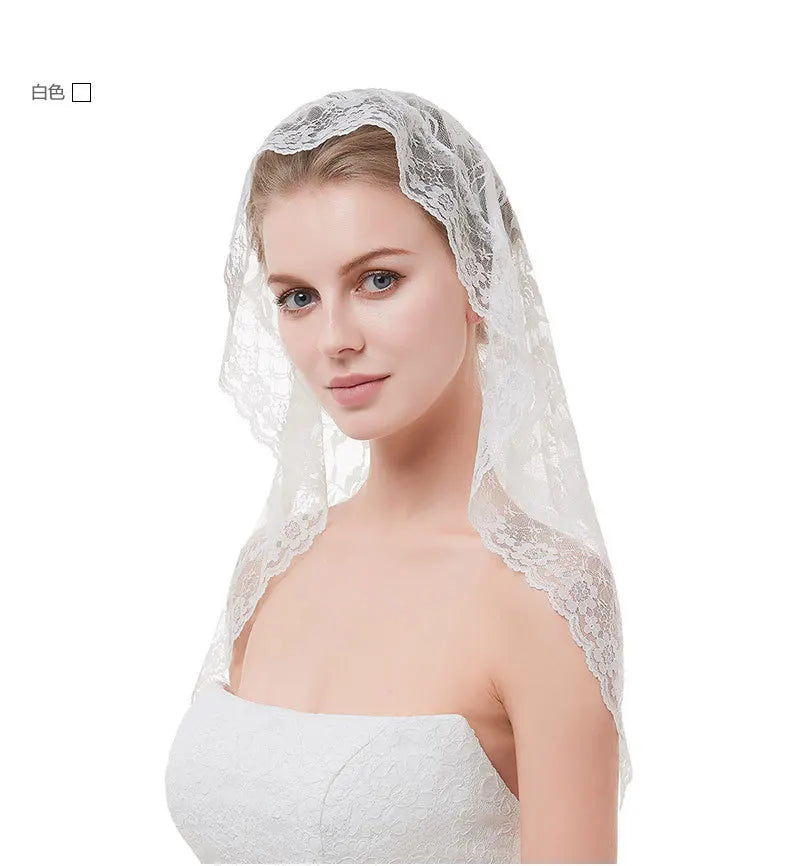 Black Lace Short Bridal Veil