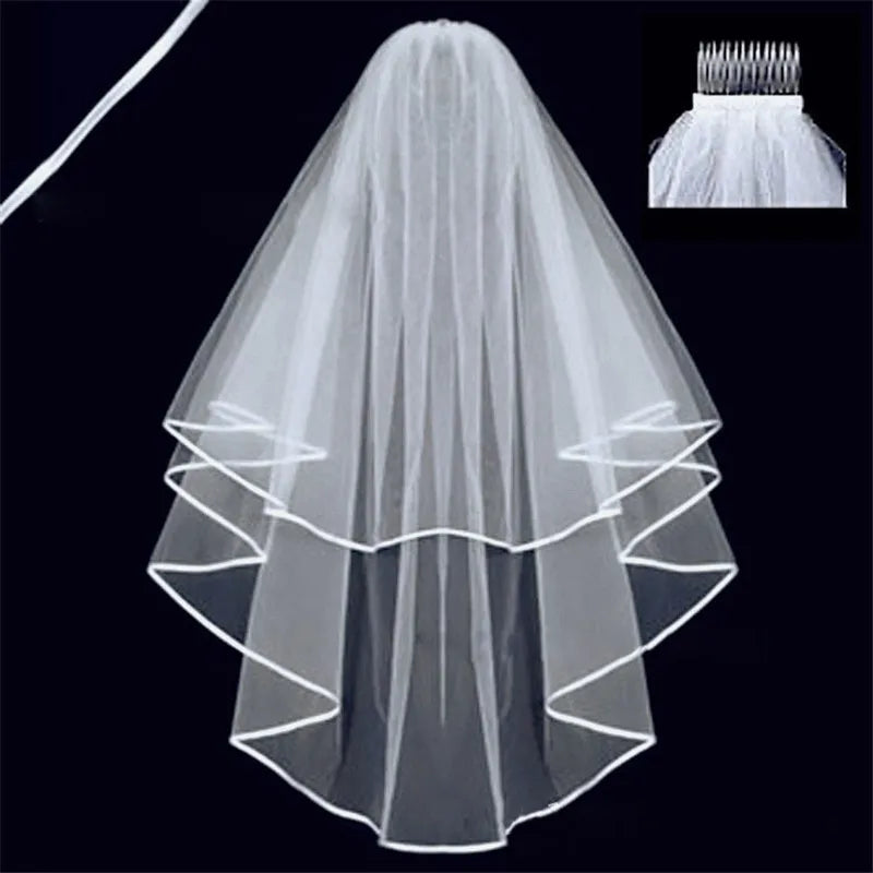 Short Tulle Bridal Veil with Comb