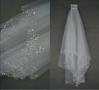 Crystal Beaded Short Bridal Veil