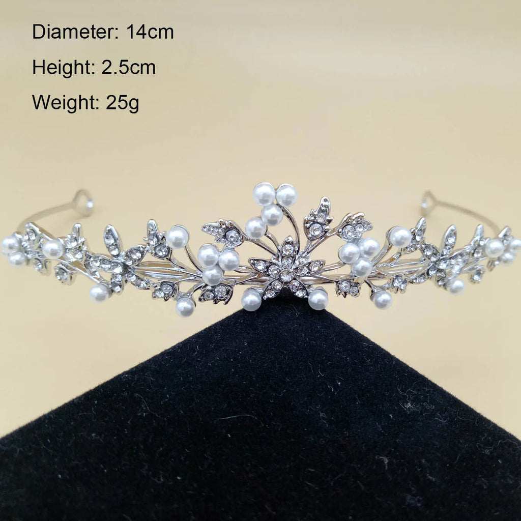 Pearl Bridal Tiara Crown Set