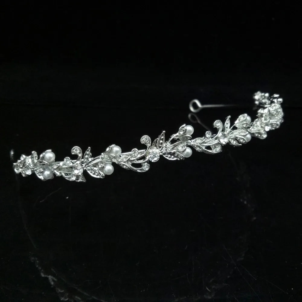 Pearl Bridal Tiara Crown Set