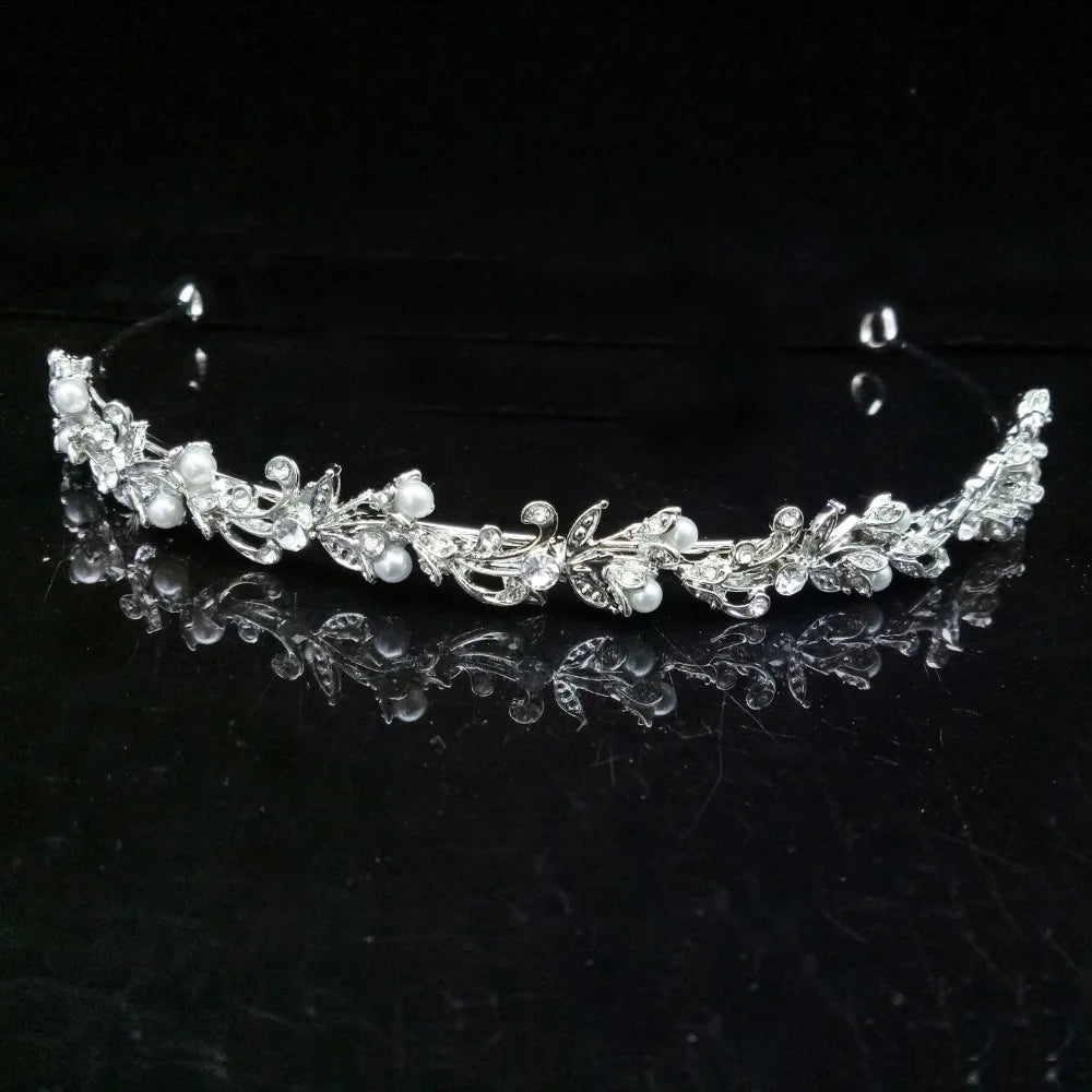Pearl Bridal Tiara Crown Set