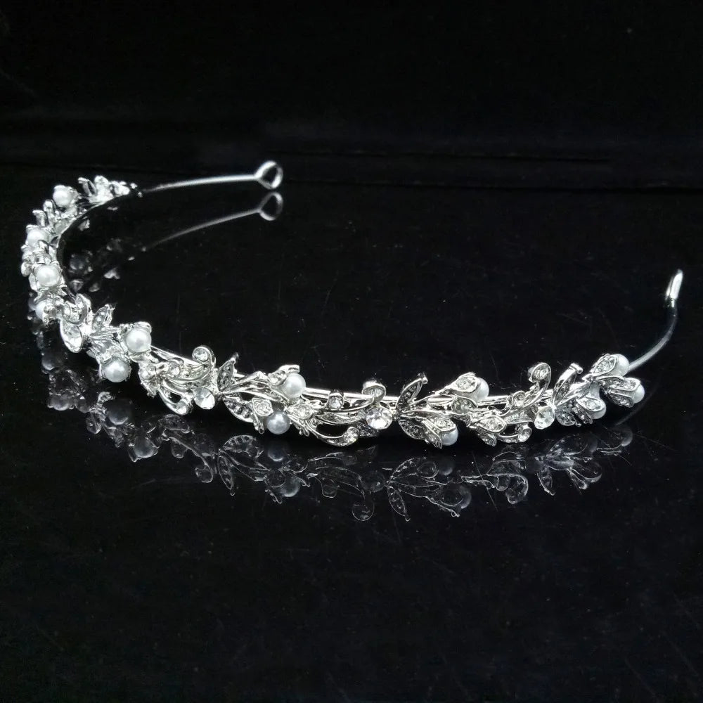 Pearl Bridal Tiara Crown Set