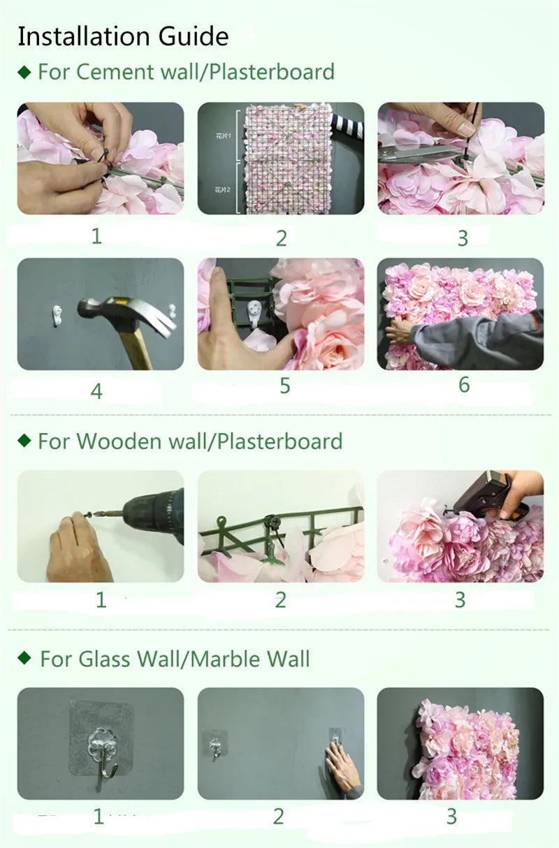 Silk Rose & Peony Flower Wall Panel