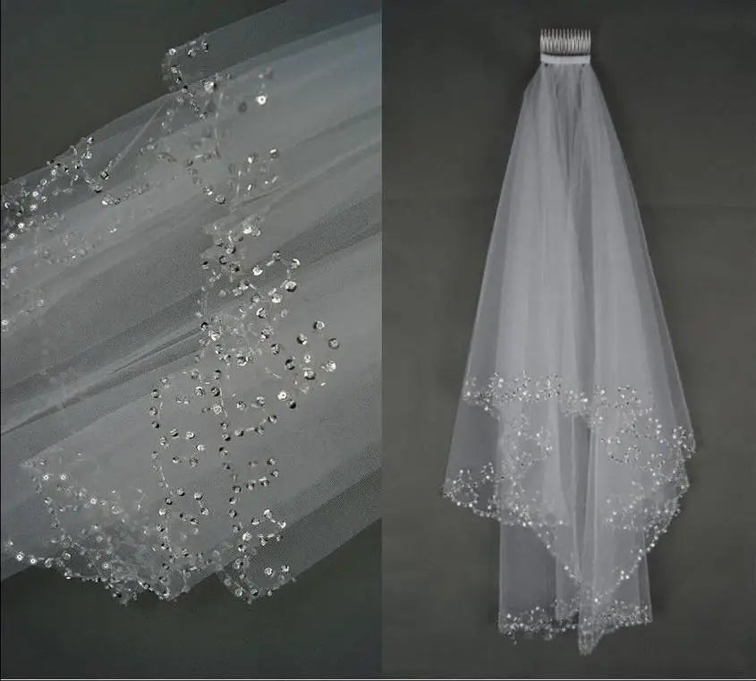 Crystal Beaded Short Bridal Veil