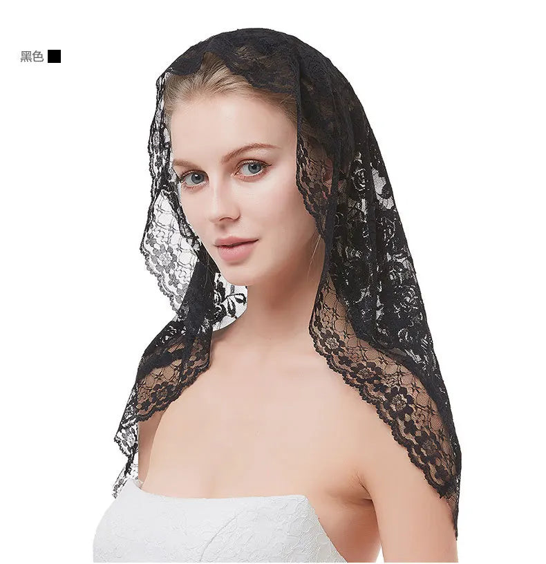 Black Lace Short Bridal Veil