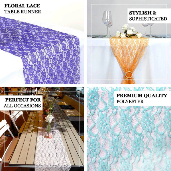 Emerald Green Floral Lace Table Runner