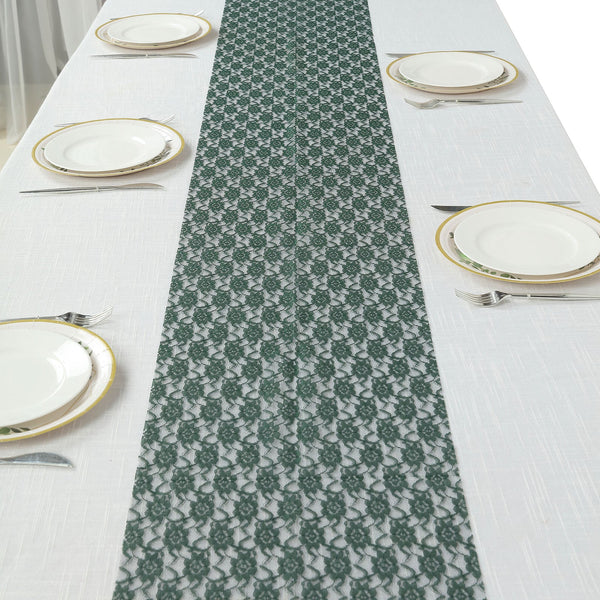 Emerald Green Floral Lace Table Runner