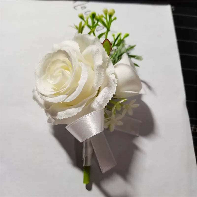 Beige Rose Wedding Boutonniere