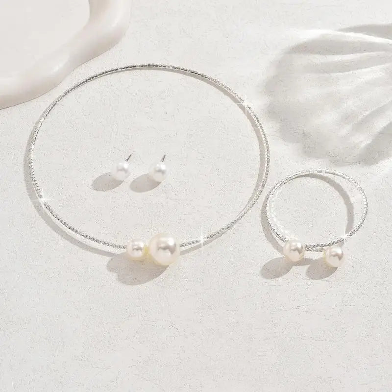 Pearl & Rhinestone Bridal Jewelry Set
