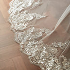 White Ivory Black Bridal Veil Cape