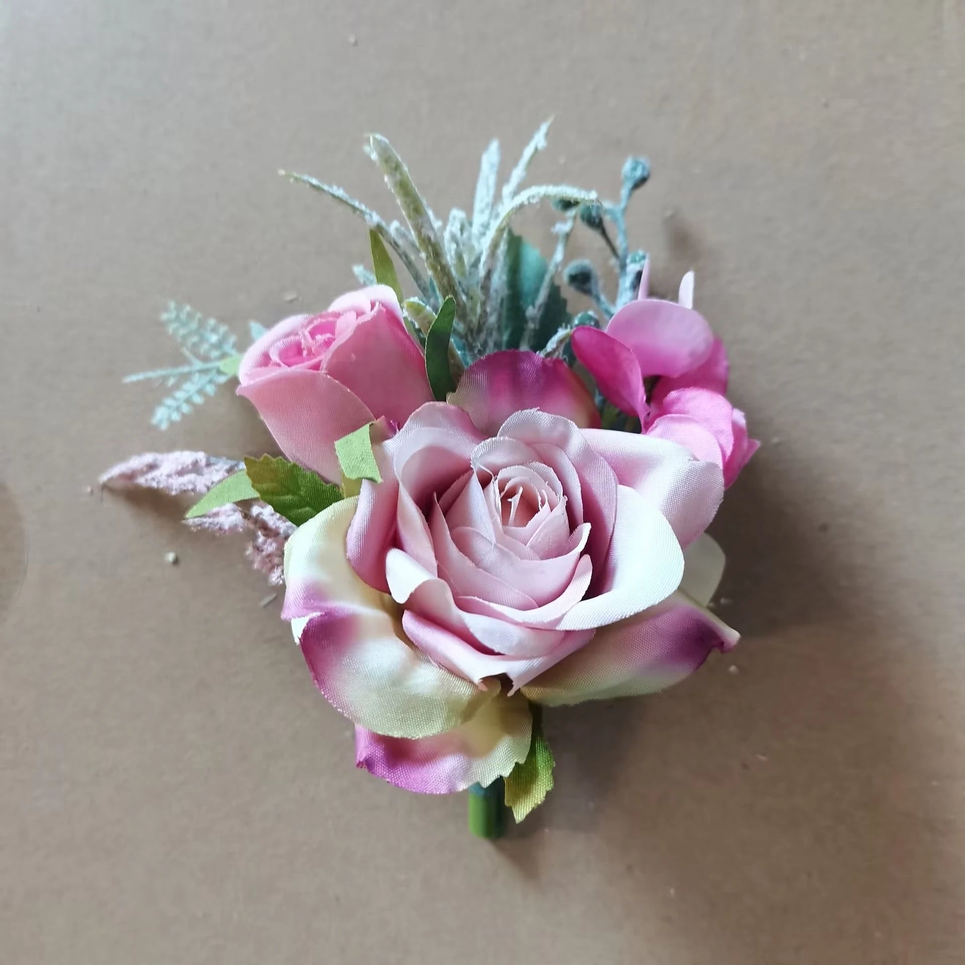 Beige Rose Wedding Boutonniere