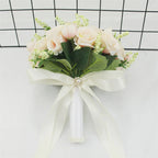 White Silk Rose Bridal Bouquet