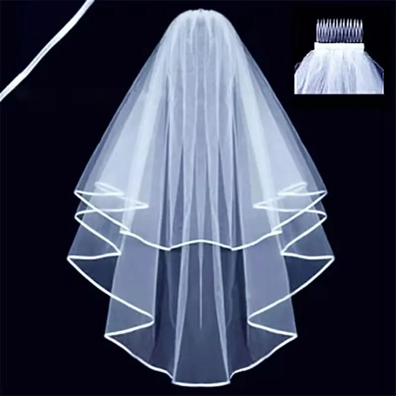 Ribbon Edge Cascade Bridal Veil