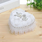 White Lace Pearl Flower Girl Basket