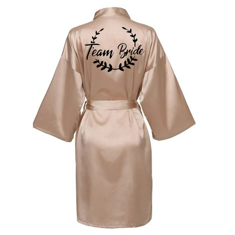 Team Bride Satin Kimono Robe