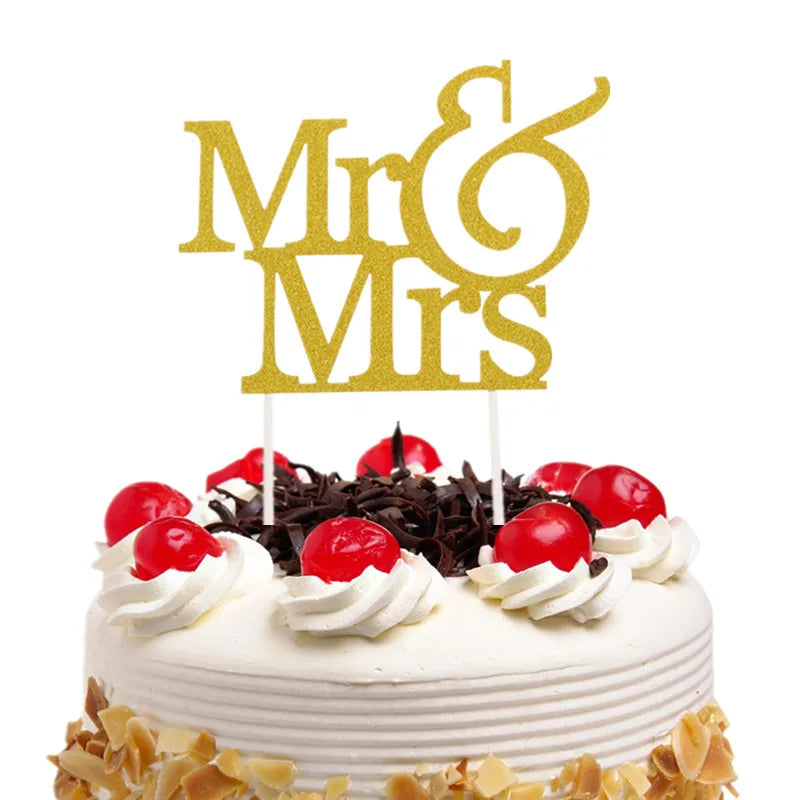 Gold & Silver Mr & Mrs Cake Topper