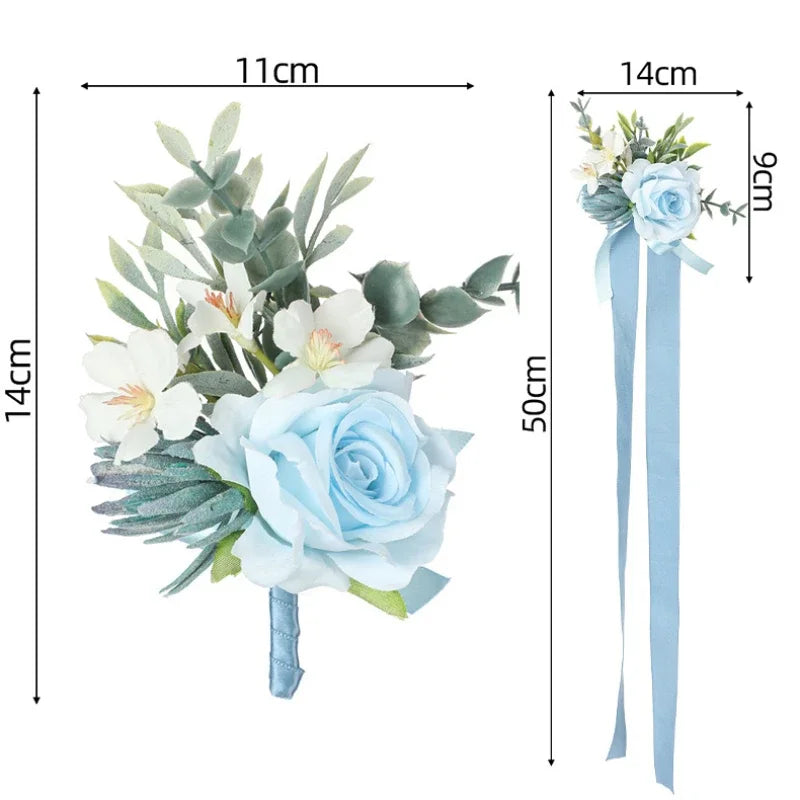 Blue Lotus Rose Corsage Set