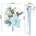 Blue Lotus Rose Corsage Set