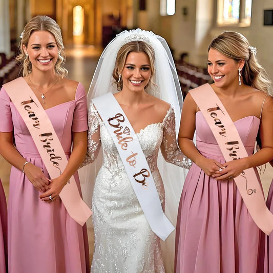 Rose Gold “Team Bride” Satin Sash – Bride To Be Bachelorette Party Accessory