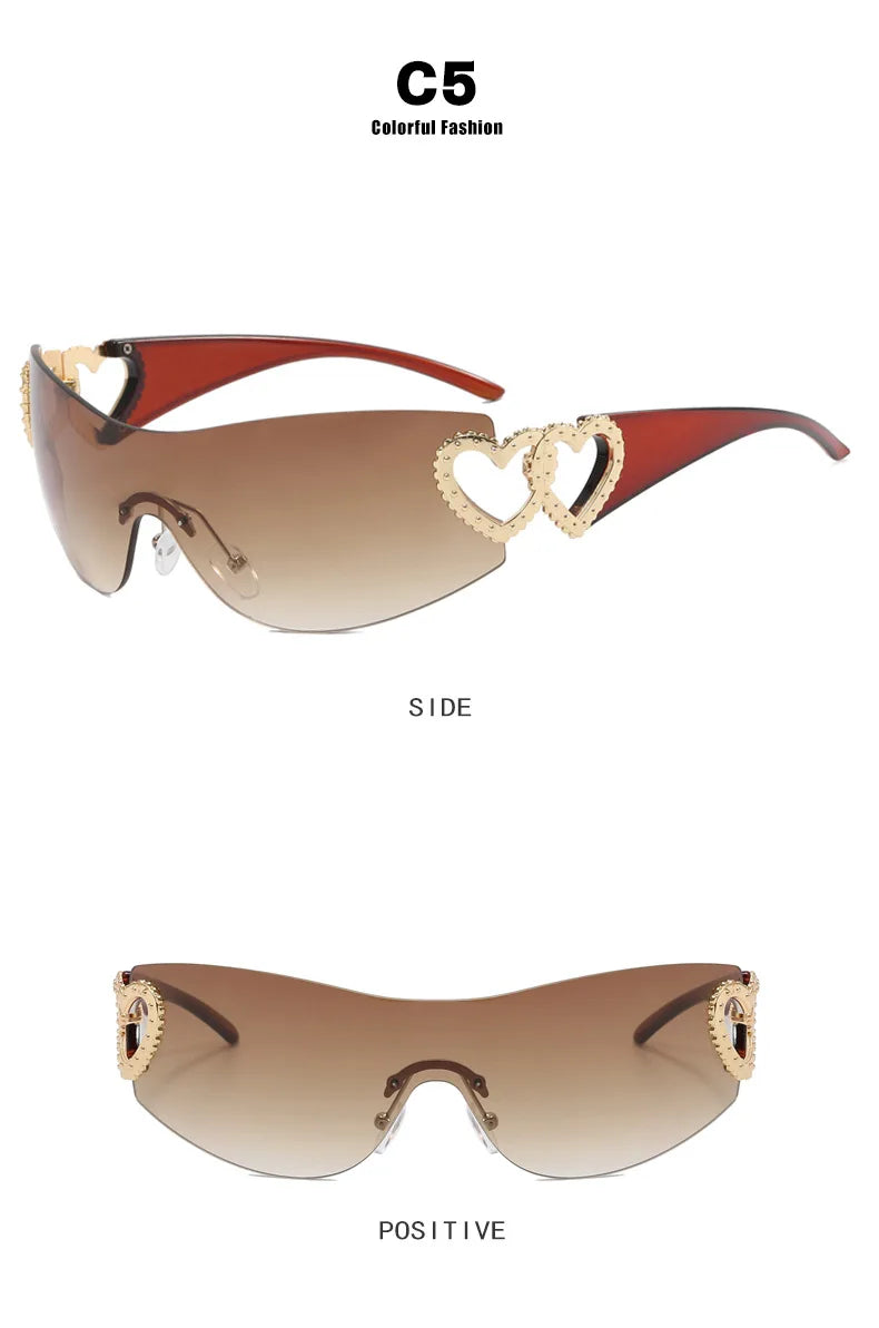 Heart Temple Y2K Sunglasses