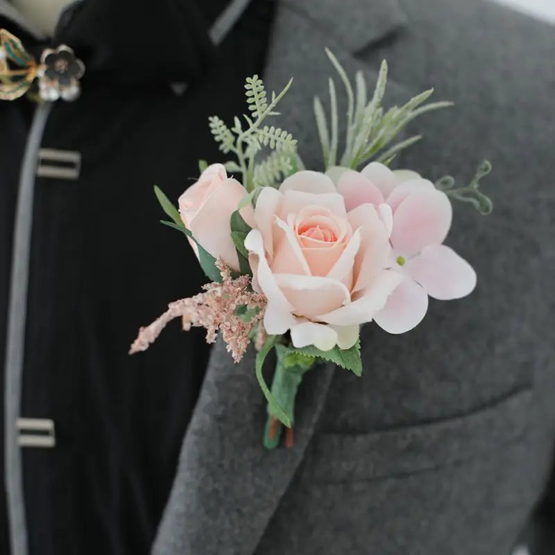 Beige Rose Wedding Boutonniere