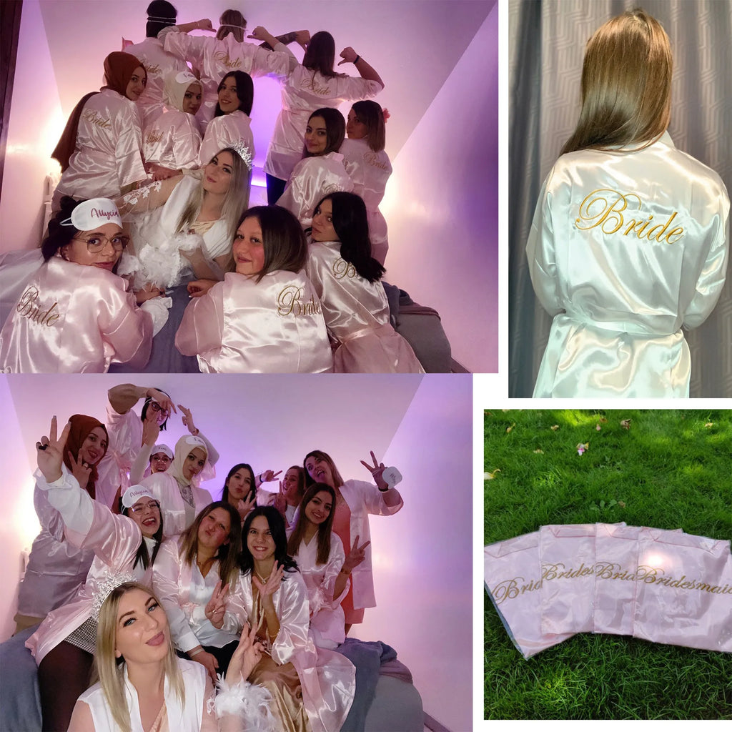 Bridal Satin Kimono Robe