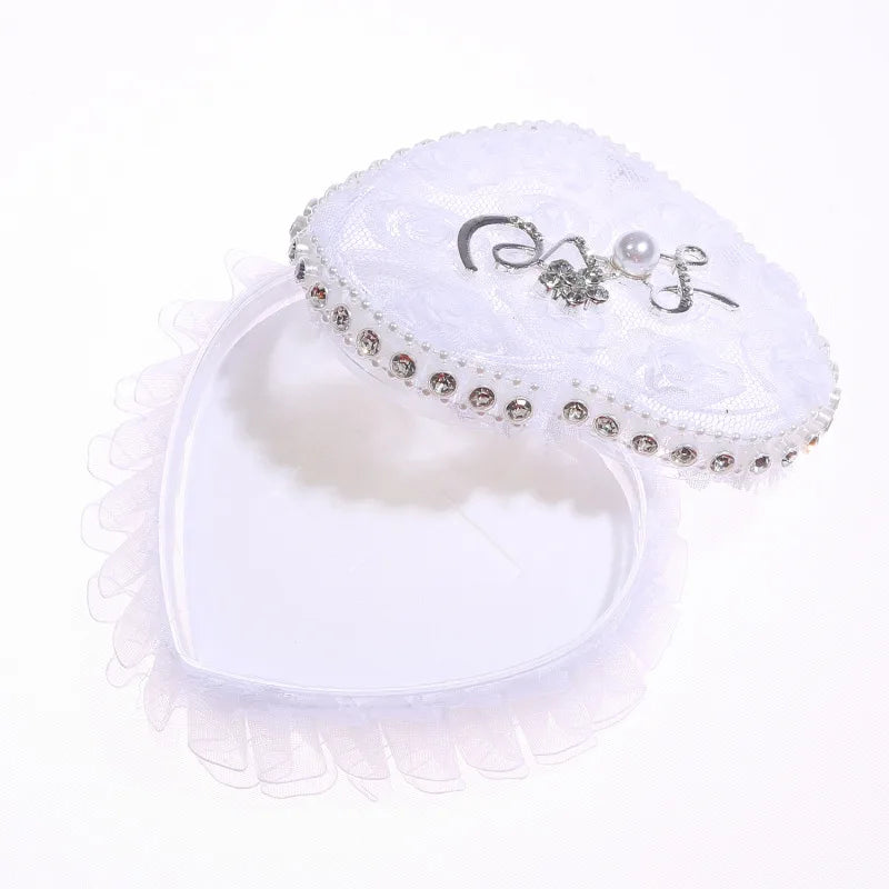 White Lace Pearl Flower Girl Basket