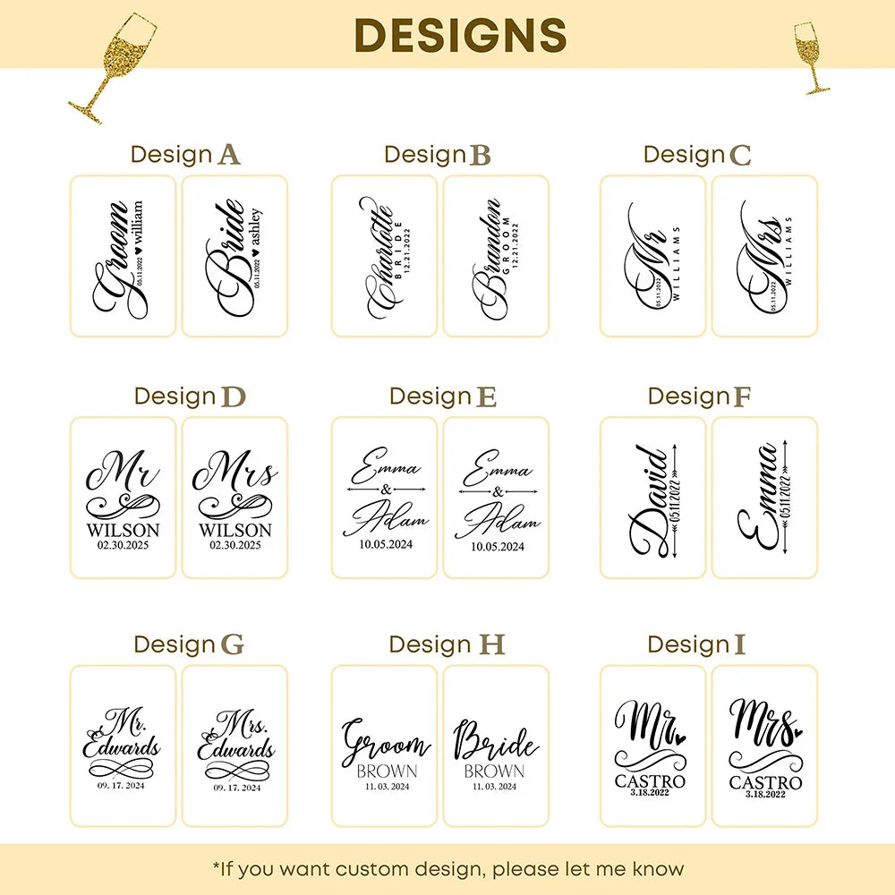 Personalized Mr & Mrs Champagne Flutes