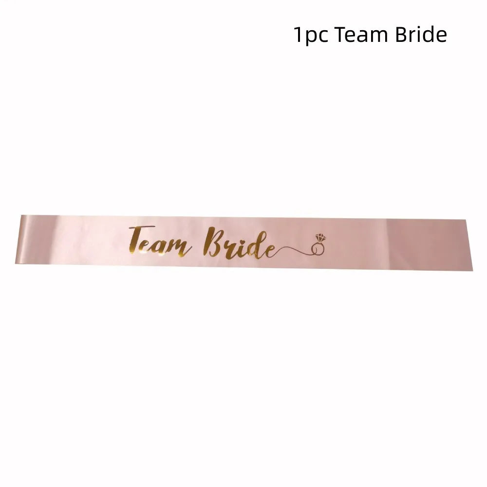 Rose Gold “Team Bride” Satin Sash – Bride To Be Bachelorette Party Accessory