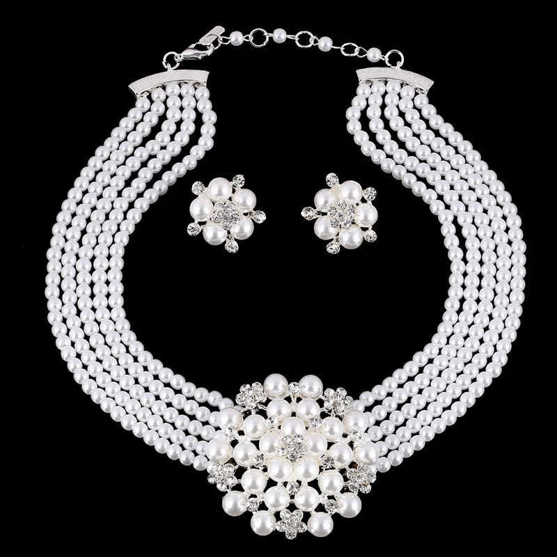 Multi-Layer Pearl Bridal Necklace Set
