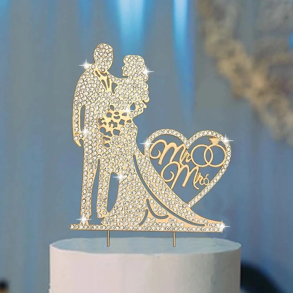 Crystal Rhinestone “Mr & Mrs” Cake Topper