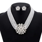 Multi-Layer Pearl Bridal Necklace Set