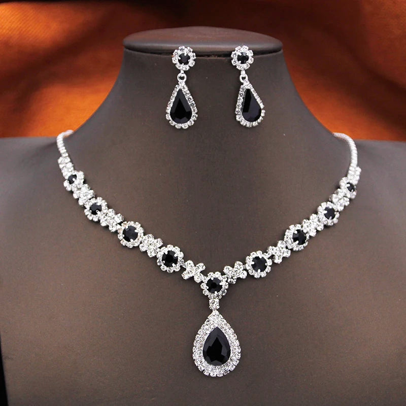 Purple Rhinestone Bridal Jewelry Set