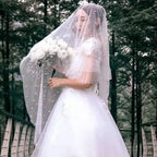 Face-Covered Long Bridal Veil