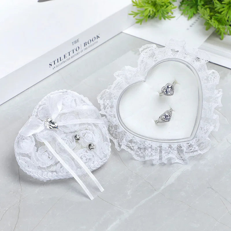 White Lace Pearl Flower Girl Basket