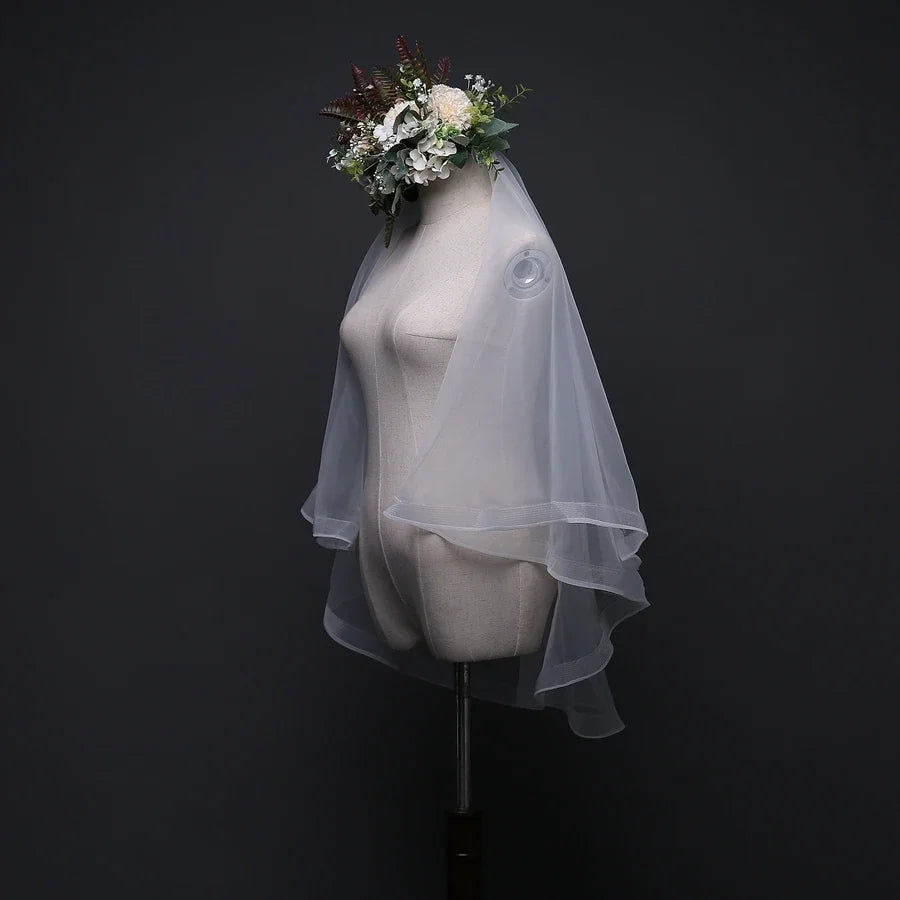 White Ribbon Edge Bridal Veil