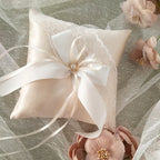 White Lace Pearl Flower Girl Basket