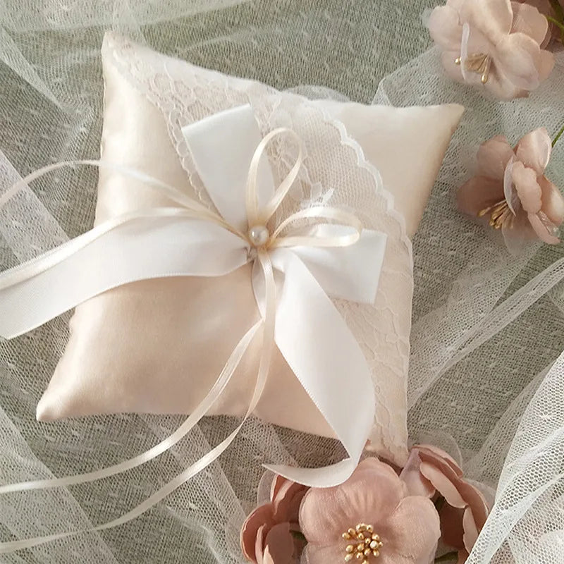 White Lace Pearl Flower Girl Basket