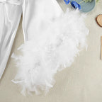 Feather Trim Bridal Kimono Robe