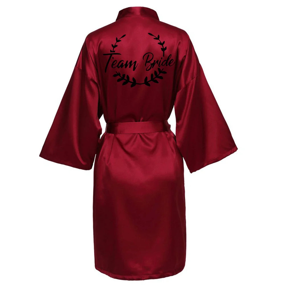 Team Bride Satin Kimono Robe