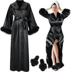 White Feather Trim Bridal Robe