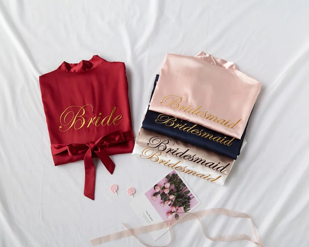 Bridal Satin Kimono Robe