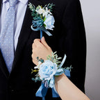 Blue Lotus Rose Corsage Set