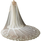 White Ivory Black Bridal Veil Cape