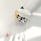 White Rose Baby Breath Corsage Set