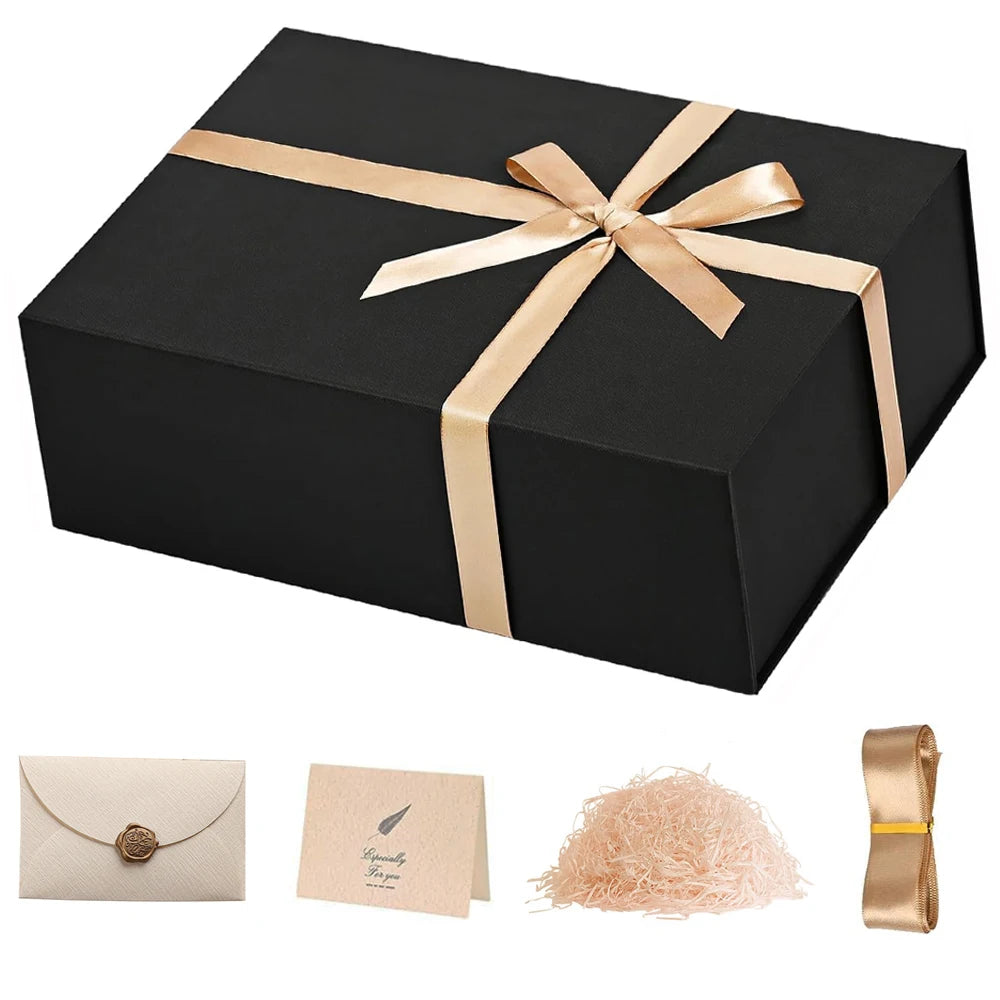 Luxury Black Gift Box with Lid & Ribbon – Proposal, Bridesmaid & Graduation Gift